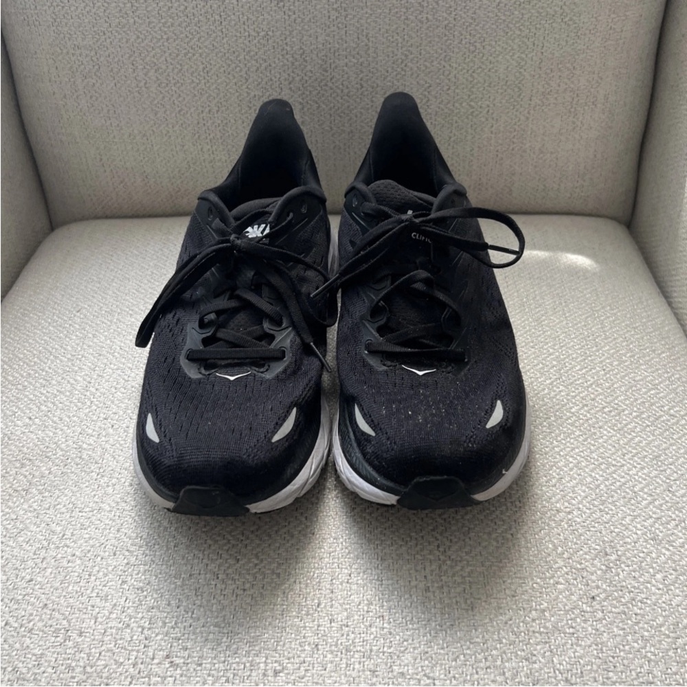 HOKA One Clifton 8 Black White Size 8.5 Great Condition